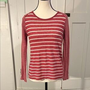 Vince Red and White Striped Long Sleeve Top